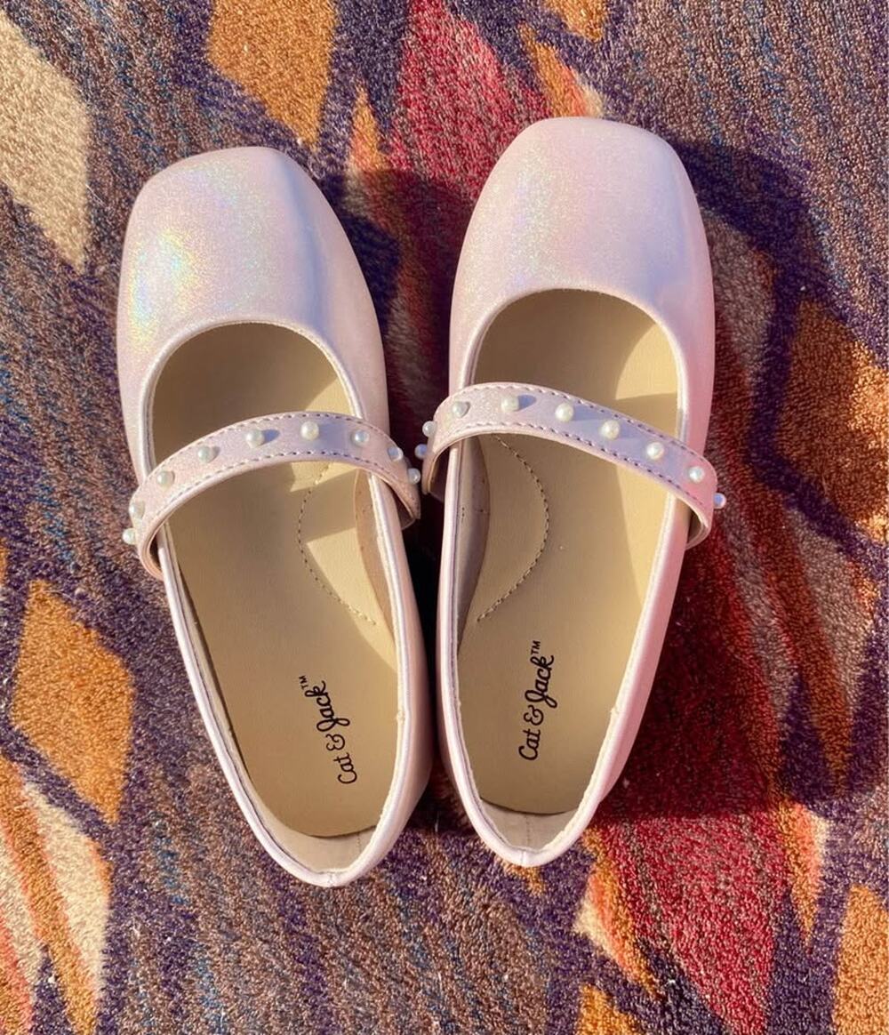 Cat & Jack Girls Pink Pearl Strap Ballet Flats Size 9 New